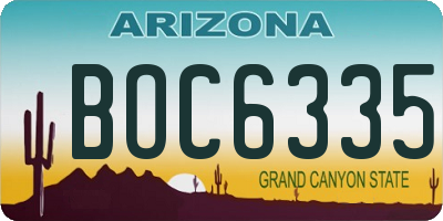 AZ license plate BOC6335