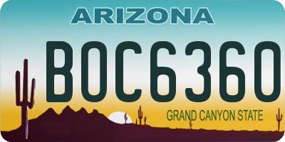 AZ license plate BOC6360