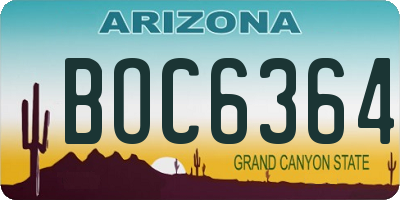 AZ license plate BOC6364