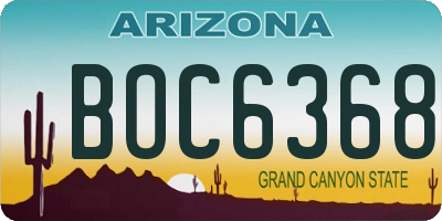 AZ license plate BOC6368