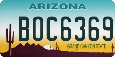 AZ license plate BOC6369