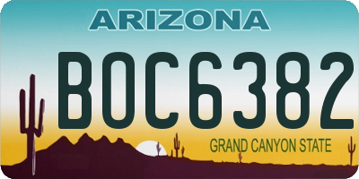 AZ license plate BOC6382