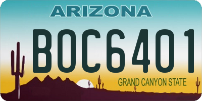 AZ license plate BOC6401