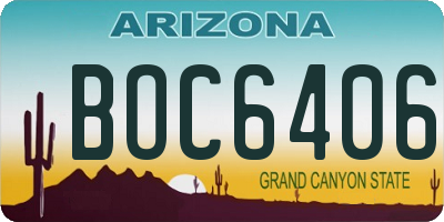 AZ license plate BOC6406