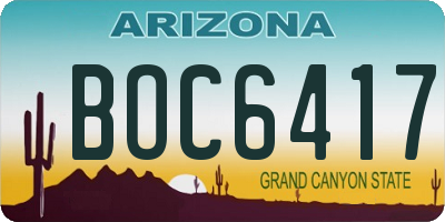 AZ license plate BOC6417