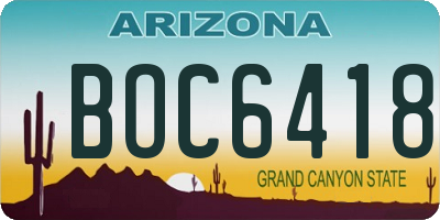 AZ license plate BOC6418