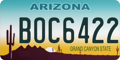 AZ license plate BOC6422