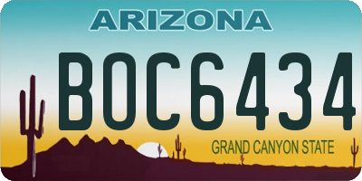 AZ license plate BOC6434
