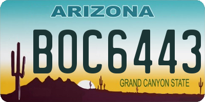 AZ license plate BOC6443