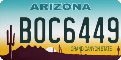 AZ license plate BOC6449