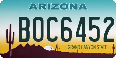 AZ license plate BOC6452