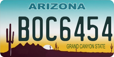 AZ license plate BOC6454