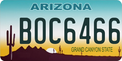 AZ license plate BOC6466