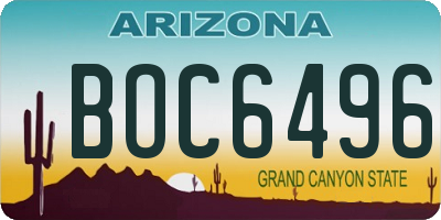 AZ license plate BOC6496