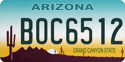 AZ license plate BOC6512