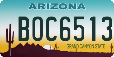 AZ license plate BOC6513