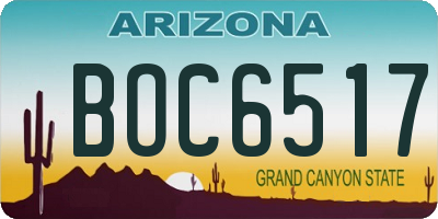 AZ license plate BOC6517