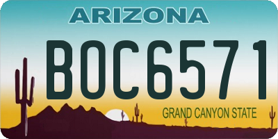 AZ license plate BOC6571