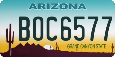 AZ license plate BOC6577