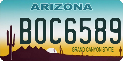 AZ license plate BOC6589