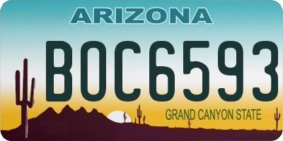 AZ license plate BOC6593