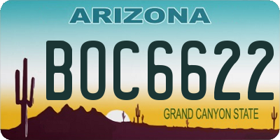 AZ license plate BOC6622