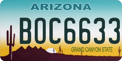 AZ license plate BOC6633