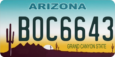 AZ license plate BOC6643