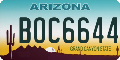 AZ license plate BOC6644