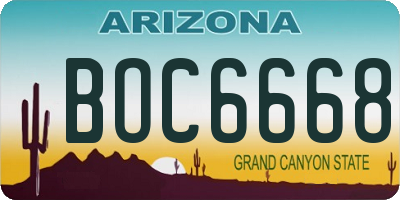 AZ license plate BOC6668