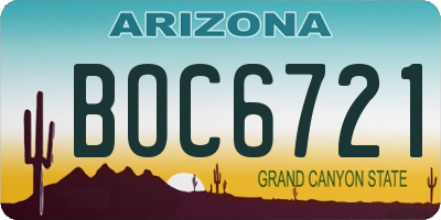AZ license plate BOC6721