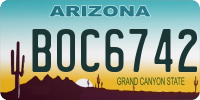 AZ license plate BOC6742