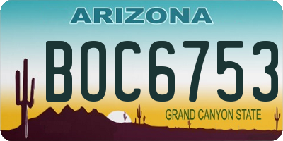 AZ license plate BOC6753
