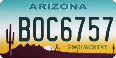AZ license plate BOC6757