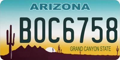 AZ license plate BOC6758