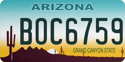 AZ license plate BOC6759