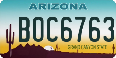AZ license plate BOC6763