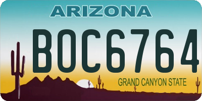 AZ license plate BOC6764