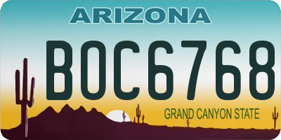 AZ license plate BOC6768