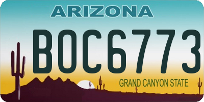 AZ license plate BOC6773