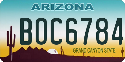 AZ license plate BOC6784