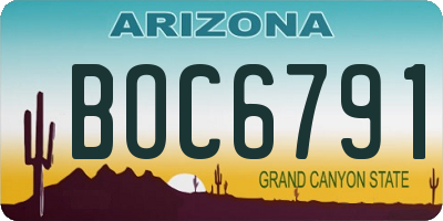 AZ license plate BOC6791