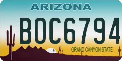 AZ license plate BOC6794