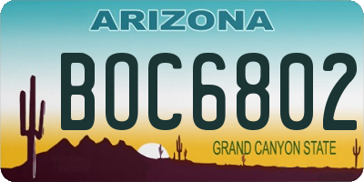 AZ license plate BOC6802