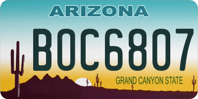 AZ license plate BOC6807