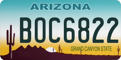 AZ license plate BOC6822
