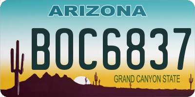 AZ license plate BOC6837