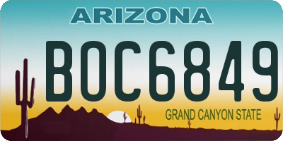 AZ license plate BOC6849