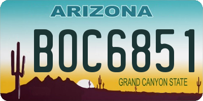 AZ license plate BOC6851