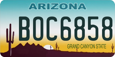AZ license plate BOC6858